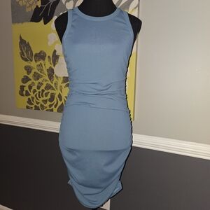 Elegant Blue Sleeveless Dress